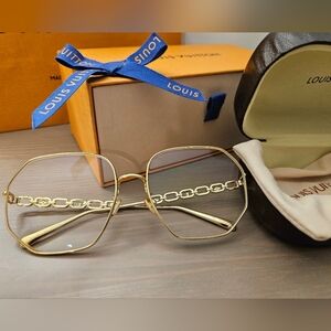Louis Vuitton "My LV" Chain Round Glasses - Gold